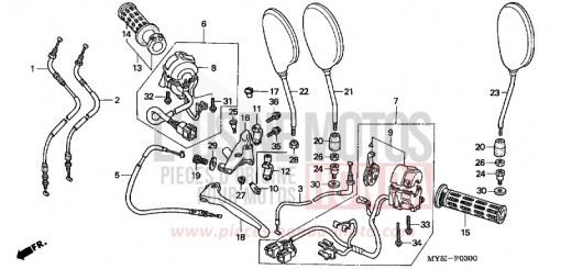 LEVIER DE GUIDON/COMMUTATEUR/CABLE CB500S2 de 2002